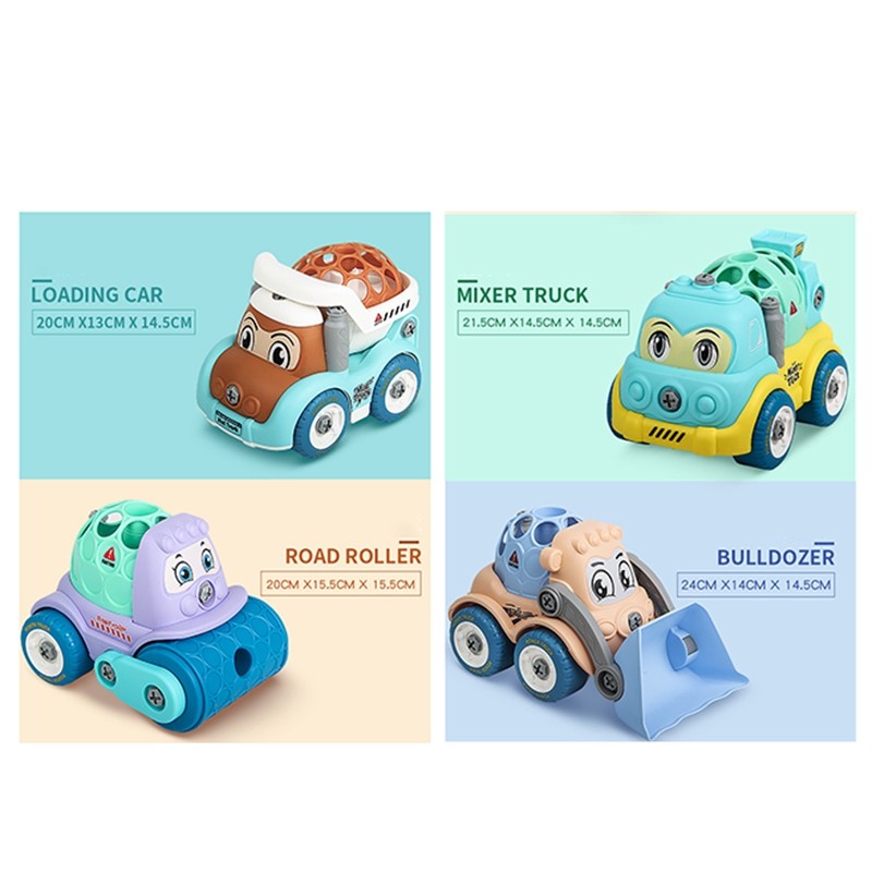 Hot Sale Take Apart Toys Construction Truck Cartoon Vehicle Cars Stem Building Toy DIY Engineering L