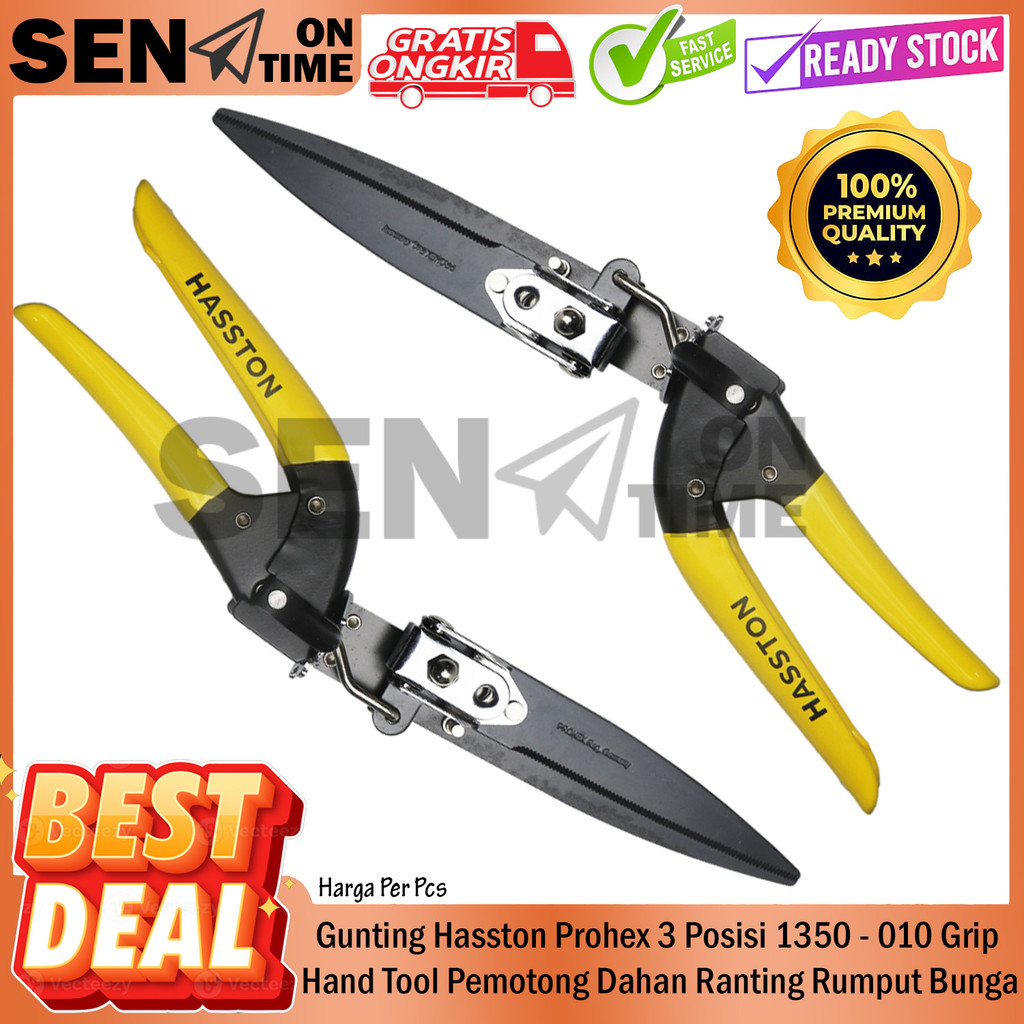 Gunting Hasston Prohex 1350-010 3 Posisi Gagang Besi Pegangan Karet Aman Bunga Rumput Dahan Ranting 