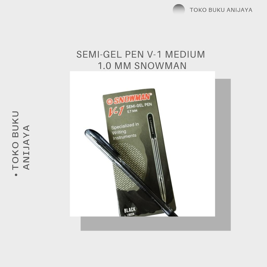 

SEMI -GEL PEN V-1 MEDIUM 1.0 MM 5PCS MEREK SNOWMAN Pulpen Tinta Stationery