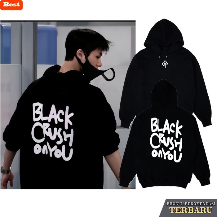 hoodie pria keren Jaket Hoodie Jeno Black Crush Clover 3 daun Pria wanita - Hitam, M