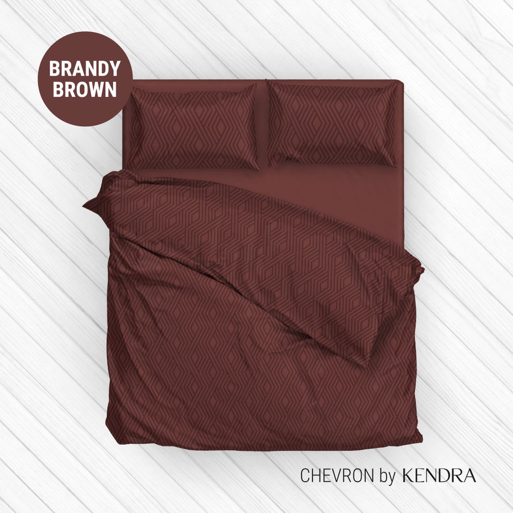 KENDRA Embossed CHEVRON Sprei Set / Bedcover Set Brandy Brown