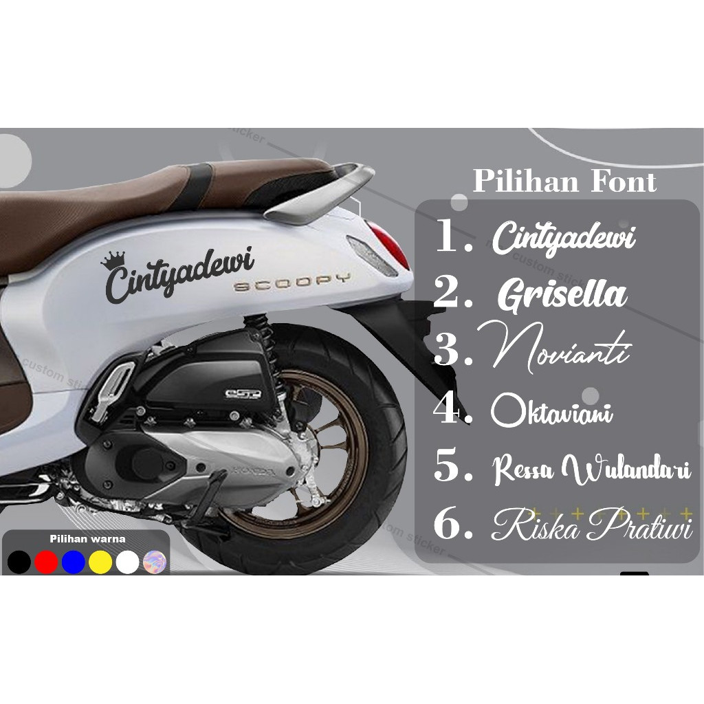 STIKER CUSTOM NAMA BODY SCOOPY - STIKER CUTTING CUSTOM NAMA BODY MOTOR - STIKER CUSTOM NAMA BODY MOT