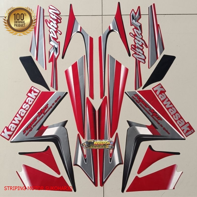 (ORI) striping kawasaki ninja r 2010 2011 merah list body kualitas original