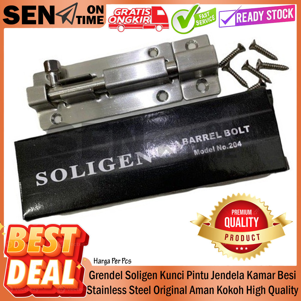 Grendel Soligen 3 In Inci Inch Inchi Kunci Pintu Slot Barrel Bolt Gerendel Alat Pengaman Rumah Kamar