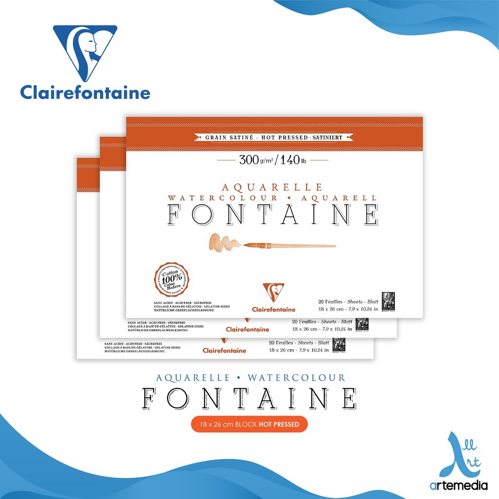 

Gramedia Surabaya - Clairefontaine Fontaine Watercolor Pad 18x26cm Paper Block