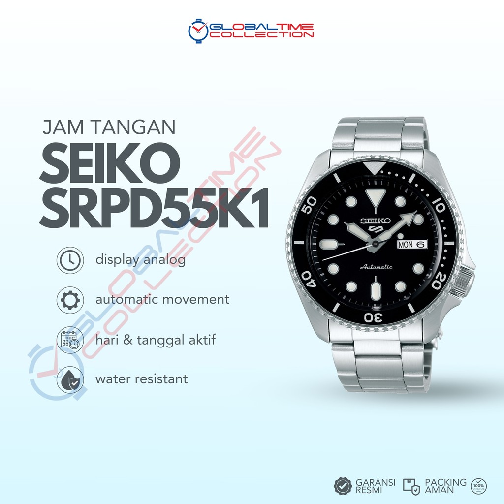 Jam Tangan Pria Original SEIKO 5 Sports SRPD55K1 Rantai