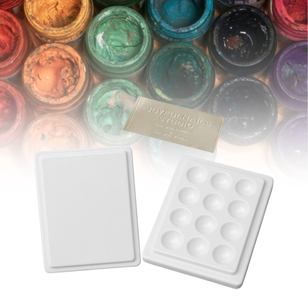 

12- Ceramic Paint with Lid, Durable Rectangular Ceramic Painting,Rectangle Ceramic Palette Color Paint Palette