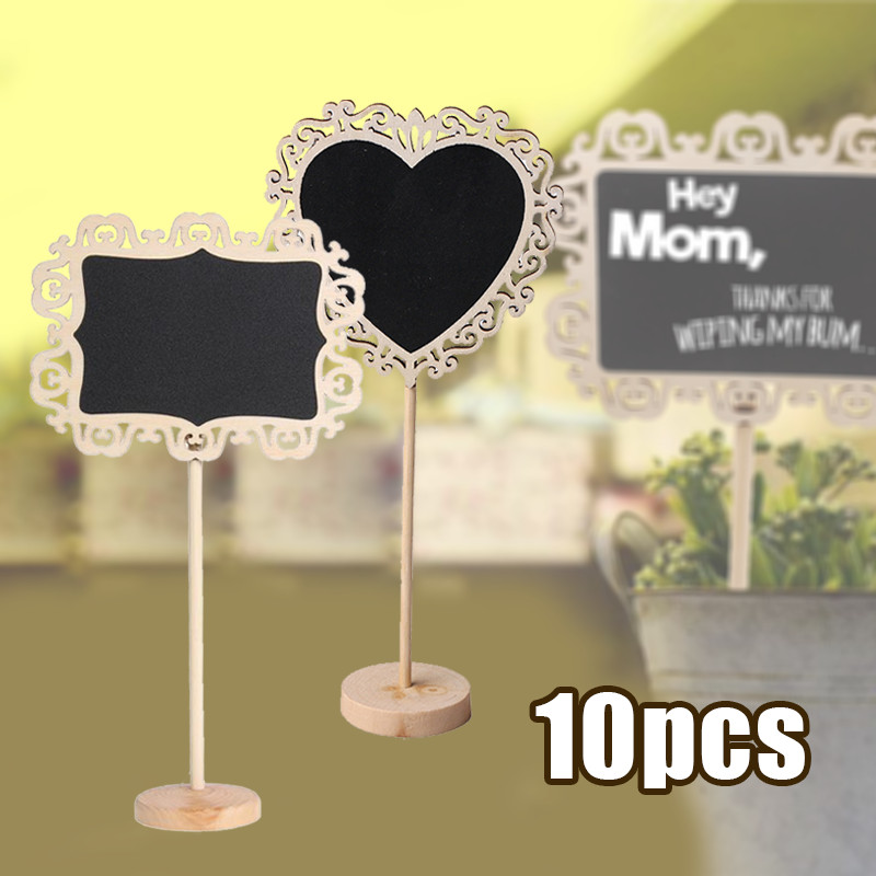 

【SIAP】10pcs Black board Mini Stand Board Mini Chalkboard Blackboard Stand Heart Menu Cafe / Papan Reserved