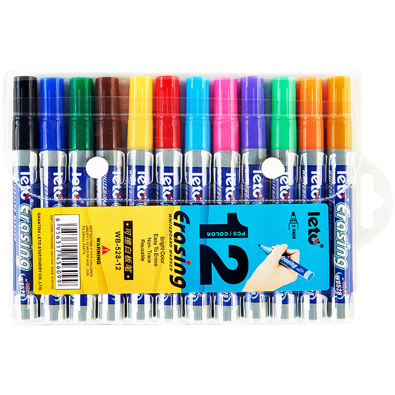 

POP 8/12 Color Erasable Whiteboard Markers Set Refillable Safety Non-Toxic High Capacity for Office Conferencing Educational Use