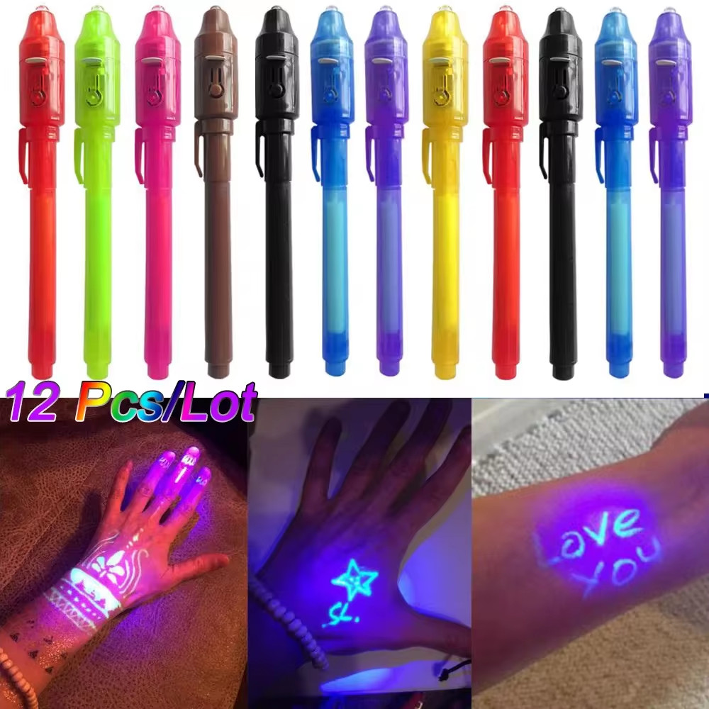 

Invisible Ink Pen 12 PCS, Spy Pen with UV Light, Magic Marker for Secret Message,Treasure Box Prizes,Kids Party Favors,Toys Gift