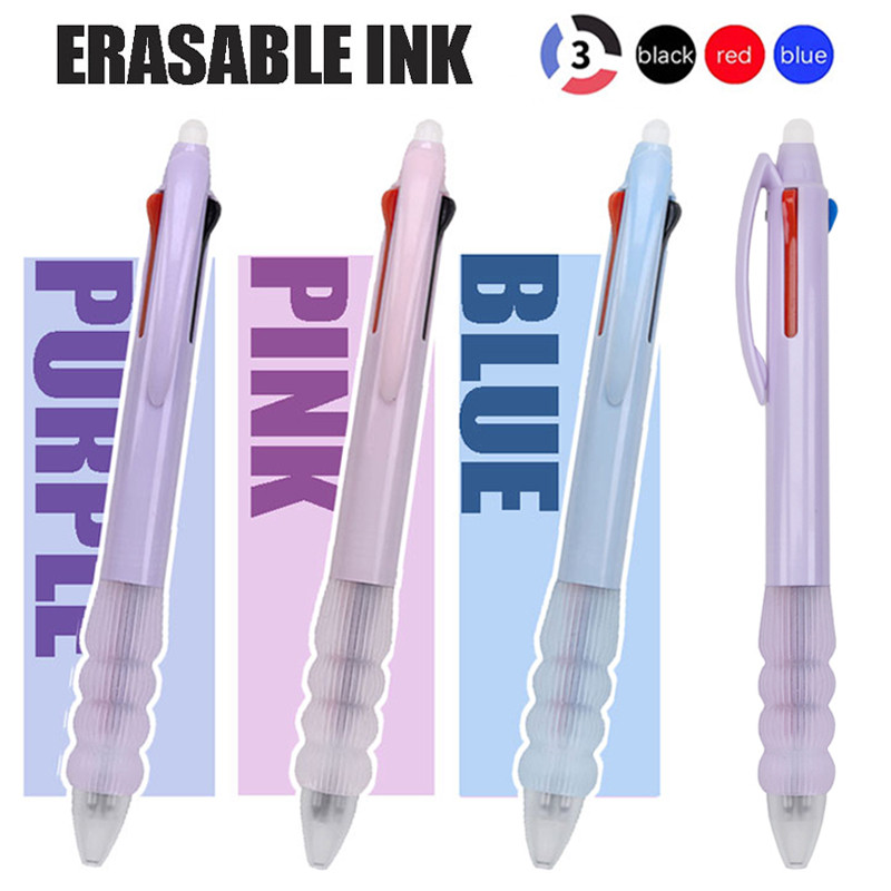 

0.5mm Erasable Gel Pen with Eraser Soft Cover Blue Black Red Magic Ink Smooth Writing Washable School Office Writing Stationery