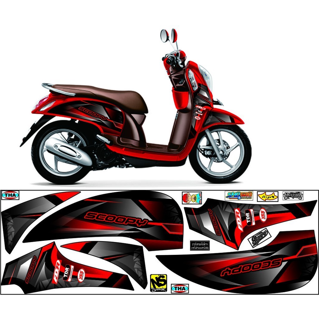 STICKER VARIASI BUAT MOTOR HONDA SCOOPY 2015 RACE STRIPING