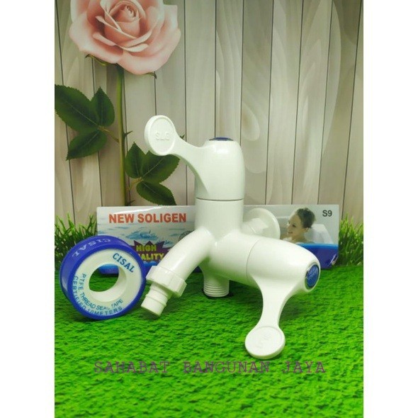 

KRAN CABANG/DOBEL ENGKOL PLASTIK PVC SOLIGEN + SELOTIP/SELTIP