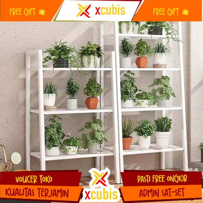 Rak bunga besi Rak Besi 4/5 Tingkat Rak susun Rak Bunga Rak Display  Rak Penyimpanan Balkon Besi Tem