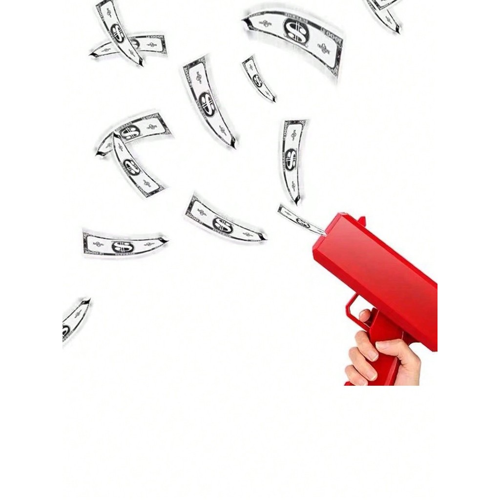 

1Set Cash Cannon Money Gun for Wedding, Parties and Fun Include 50 Fake Dollar- Red