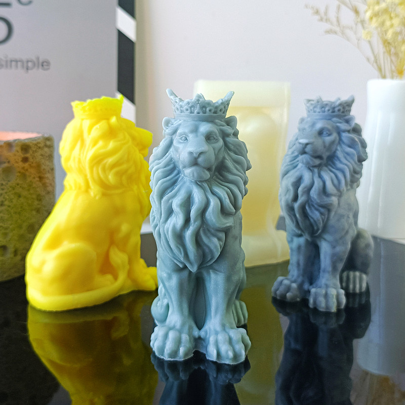 

3D Lion Silicone Candle Mold DIY Animal Plaster Ornaments Crafts Mold Aromatherapy Candle Handmade Soap Resin Mould Home Decor