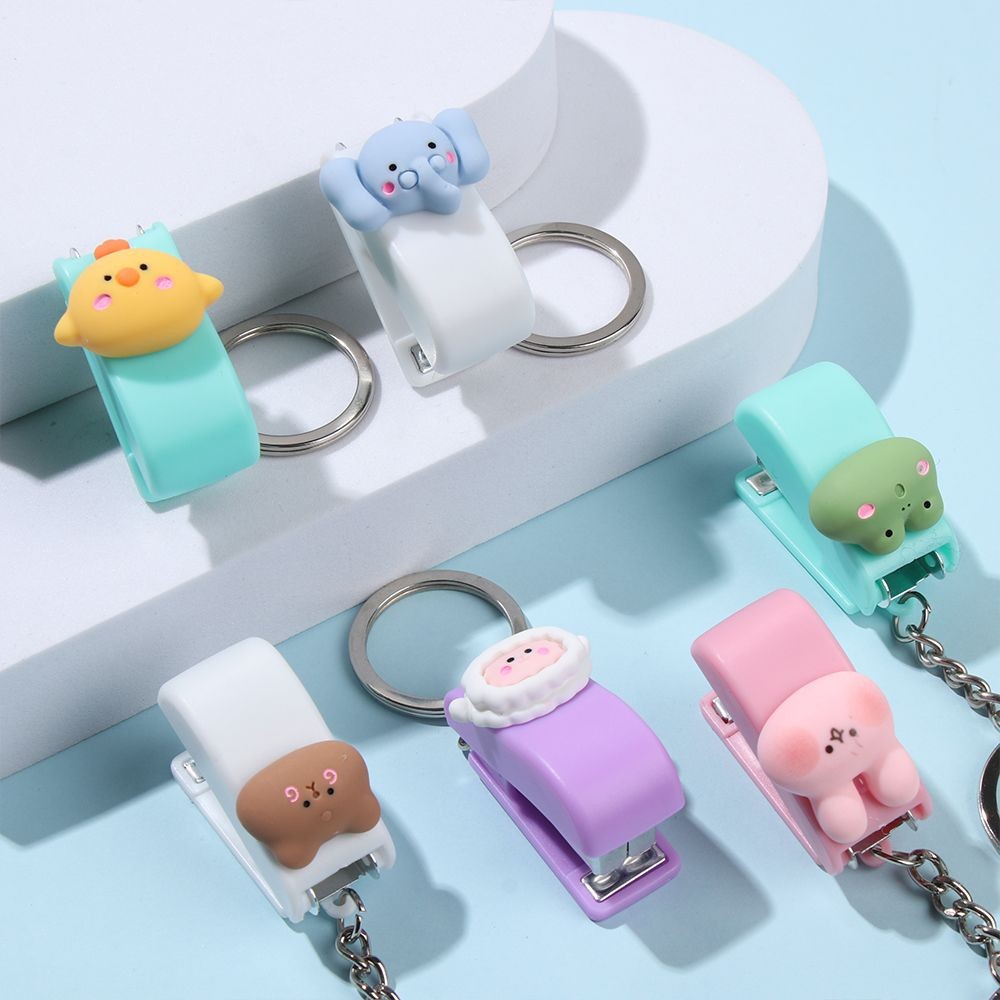 

Portable Mini Stapler Cute Cartoon Push Clip File Organizer Stapler Paper Clip Document Binding Hoops Binder Tools Office Supply