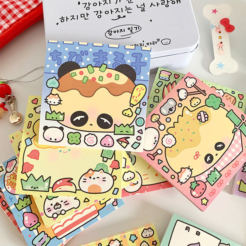 

2pcs Kawaii Loose-Leaf Sticker Notebook with 50pages Style Cartoon Memo for Girls Portable Word Book Pad School Stationery