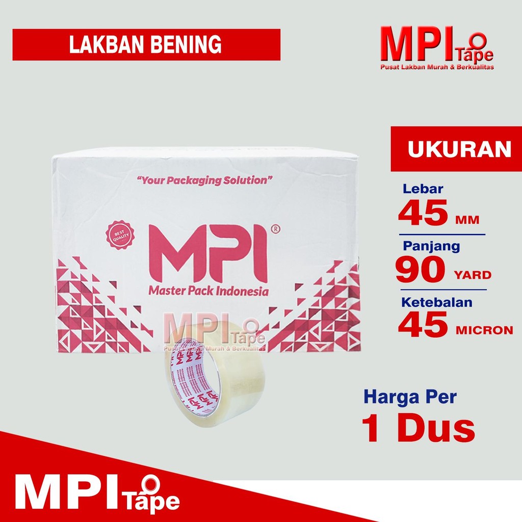 

1 Dus - Lakban Bening Uk 45 mm x 90 Yard - Lakban Packing - MPI