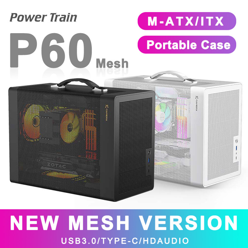 Power Train P60 Mesh Edition Computer Case M-ATX Portable ITX Office Case ATX/SFX Power Supply Suppo