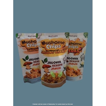 

MEMELASHOP Mushome Chips Keripik Jamur Vege 80gr Mushroom Crispy VEGAN Non Bawang
