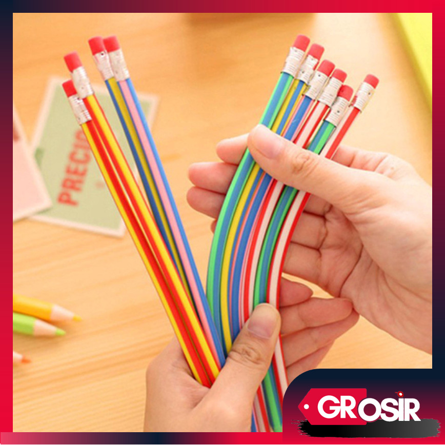 

Grosir - S5862 Pensil Flexsible Lentur Unik Lucu / Alat Tulis Sekolah Anak Pencil Karet Inul Dapat Digulung Ditekuk Unik Lucu