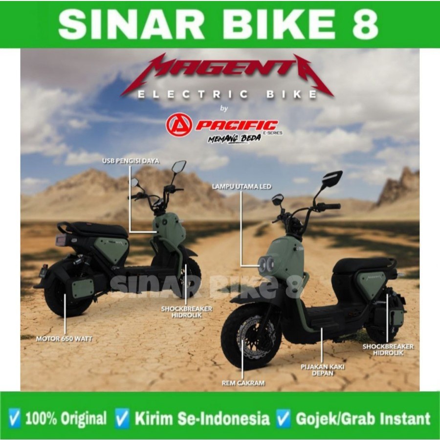 Sepeda Listrik PACIFIC MAGENTA Electric E Bike 650 Watt