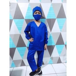 Baju Oka Anak Lengan Panjang Karet / Baju Dokter Jaga Kecil /  Kostum Profesi Anak / Baju Karnaval A