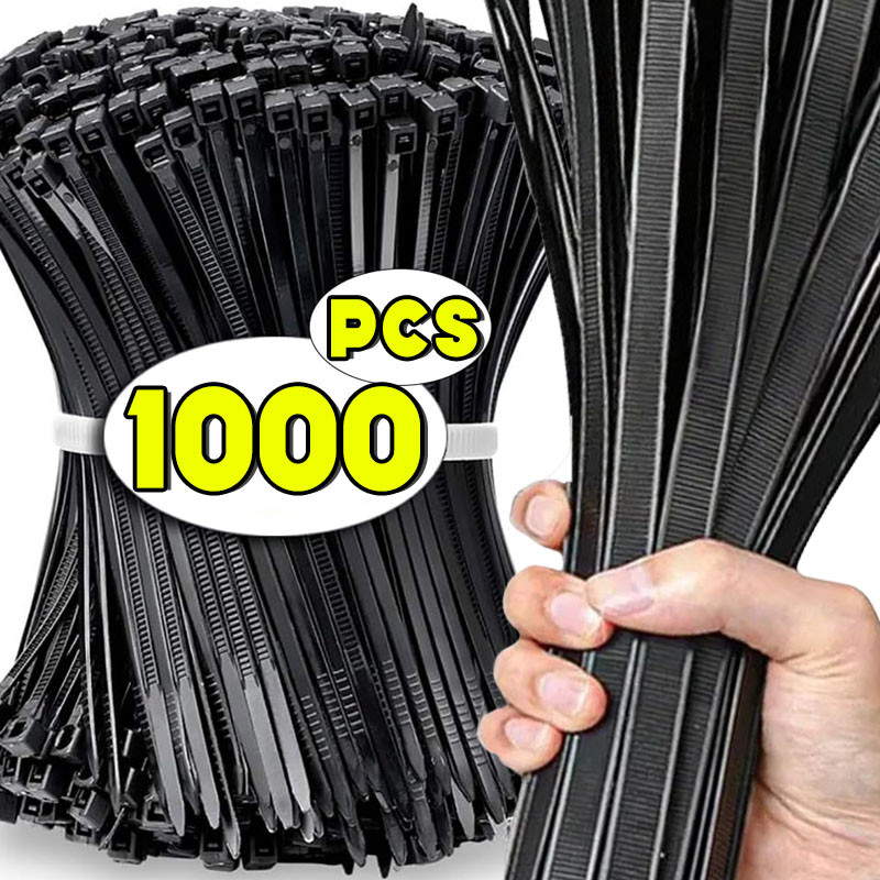 

100-1000Pcs Plastic Nylon Cable Ties Self-locking Cord Ties Straps Adjustable Cables Fastening Loop Home Office Wire Zip Ties