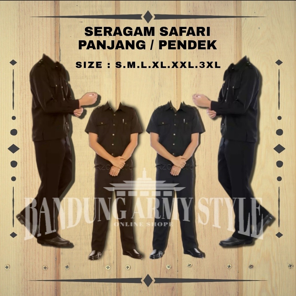 SERAGAM SAFARI SATPAM / SAFARI PANJANG COKLAT /SAFARI PENDEK COKLAT / SAFARI LENGAN PANJANG
