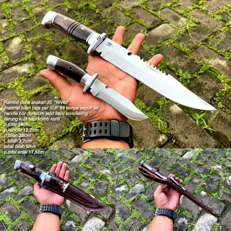 1 Set Pisau Survival Knife Outdoor Rambo Premium