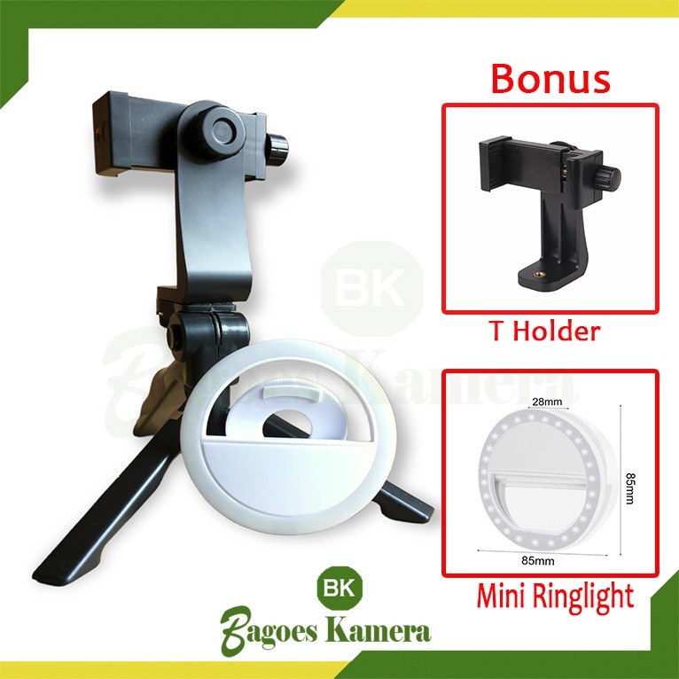 BARU Paket Vlog Tripod Mini Portable Handheld Folding Grip Tripod Lipat Stabilizer Tongsis Multifung