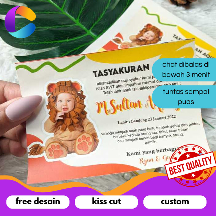 

Cetak INC Stiker Label Tasyakuran Aqiqah Custom Sticker Persegi Nama Bayi Ucapan Kelahiran Akikah