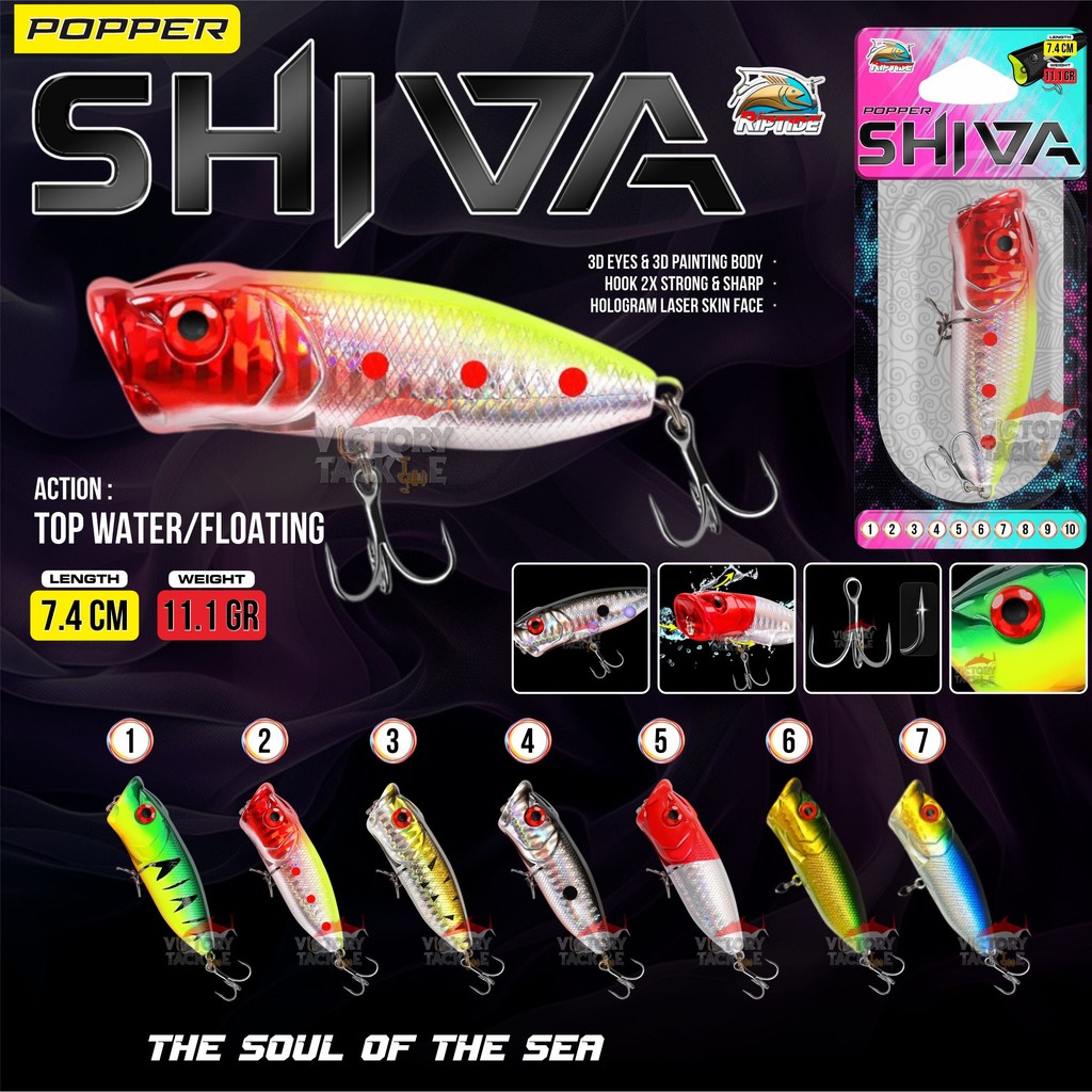 Umpan Pancing Ultralight Casting Mini Popper Riptide Shiva 11 Gram Casting Kakap,Hampala,Toman,Treva