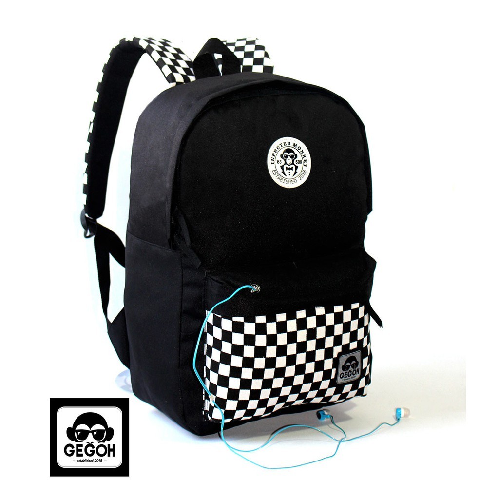 ori terlaris TAS RANSEL PUNGGUNG PRIA CATUR CHEKERBOARD/ TAS RANSEL SEKOLAH PRIA TRENDY KEREN / TAS 