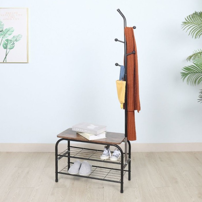 STORA - Rak Sepatu Sandal Dengan Tempat Duduk Dan Gantungan Baju