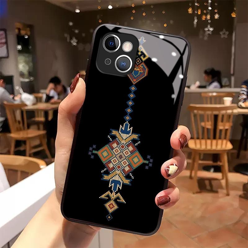 Kaca Glass Case For iPhone 13 14 13 Pro Max Mini 14 Plus 15 Pro Silicone Back Simple Grain Grain Cas