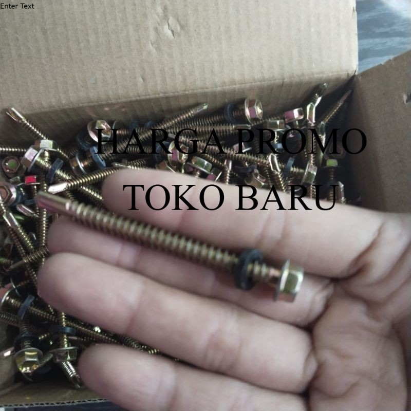 EJ baut roofing baja ringan 12×60 isi 300 pcs baut roofing baja ringan scrup baut rumping 12×60 1 bo