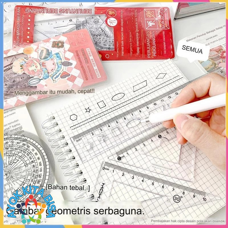 

AKB Penggaris Set 4IN1 20Cm Penggaris Lentur Bening Isi 4Pcs Lucu Ruller Set Transparant Perlengkapan Sekolah Menggambar Pelajar Mahasiswa Motif Polos Kemasan Ziplock
