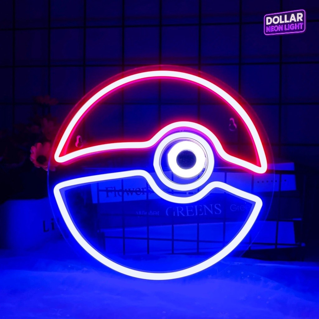 Anime Ball Neon Sign, Dimmable Gaming Neon Light, - Powered LED Neon Sign for Kids Game Room, Bedroo