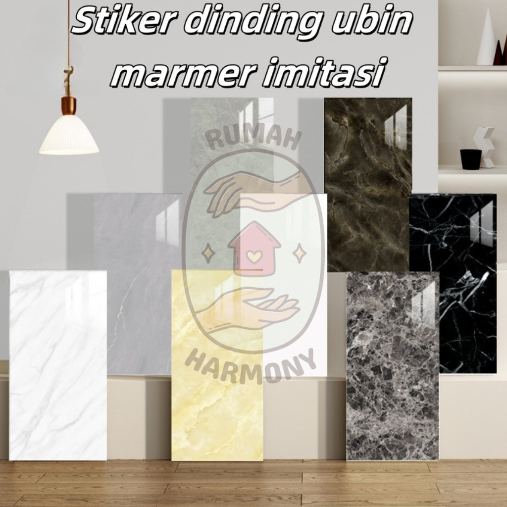 Wallpaper Dinding Bahan PVC Motif Marmer Keramik 30CM X 60CM Waterproof Anti Lembab JJ202
