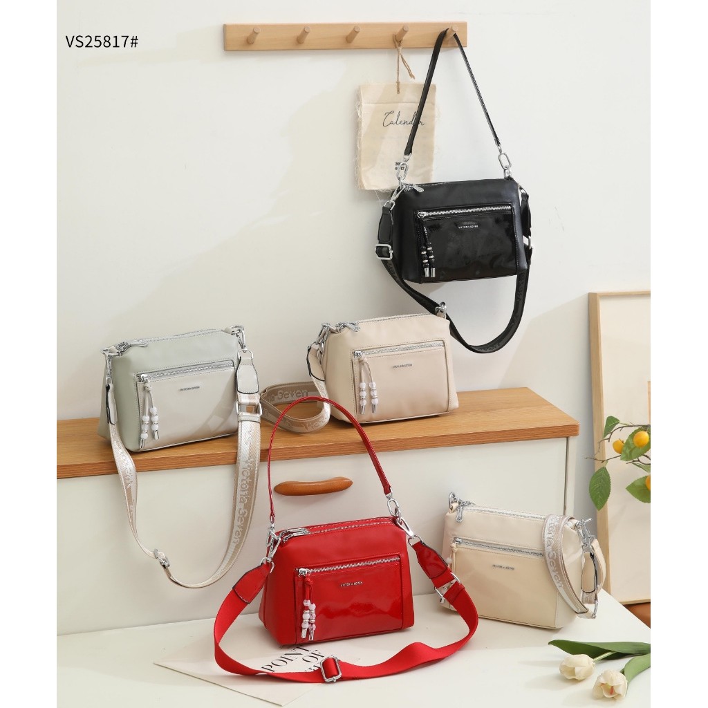 Kr Tas Selempang VS25817 Sling Crossbody Leather Tenteng Semi Platinum Wanita