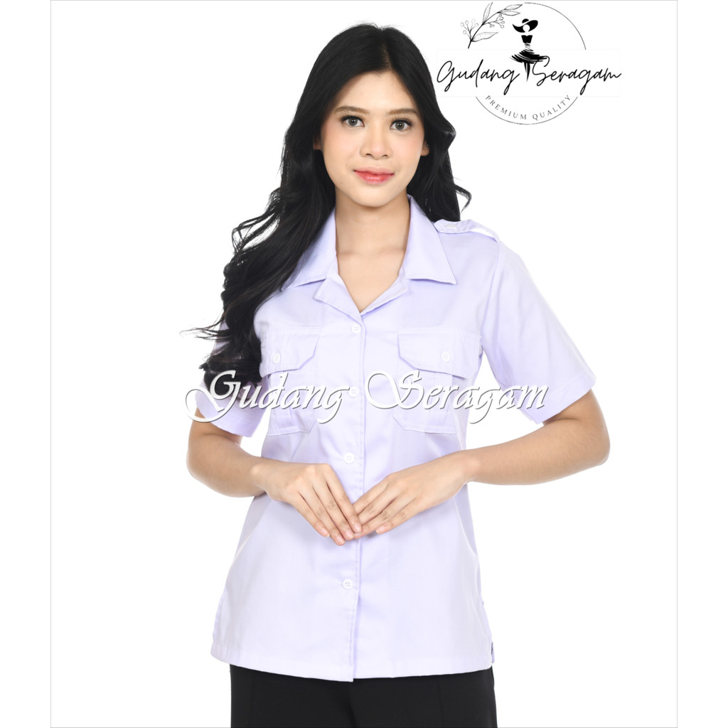 kemeja Putih PNS Wanita lengan pendek – Cocok untuk ASN & Pegawai Pemda
