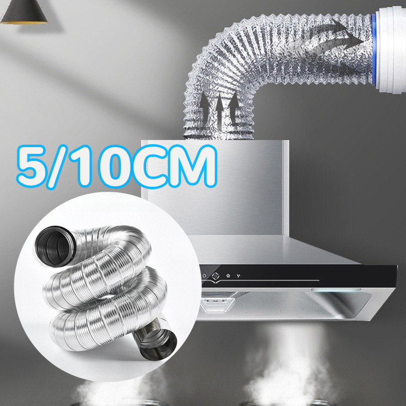 Selang Ducting Aluminium 2"/4 Inch Pipa Exhaust Cooker Hood 1.5M Tahan Panas 300°C Perlengkapan Dapu