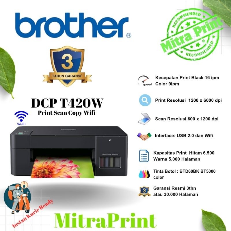 

Printer Brother DCP T420W All In One Wifi Tinta Coklat