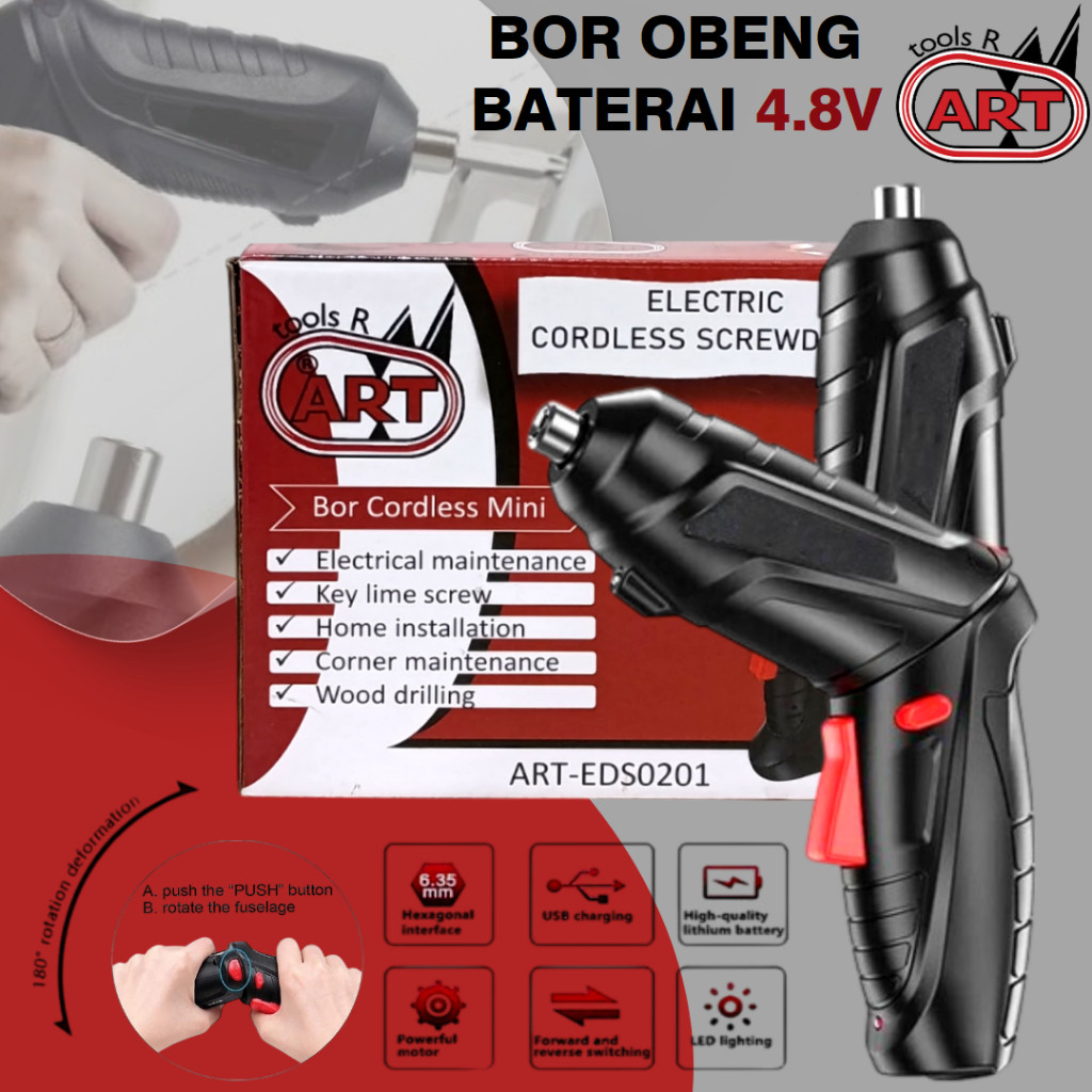 Mesin Bor Obeng 4.8V Mesin Bor Obeng Tanpa Kabel Cordless Screwdriver Mesin Bor Cordless Mini Obeng 