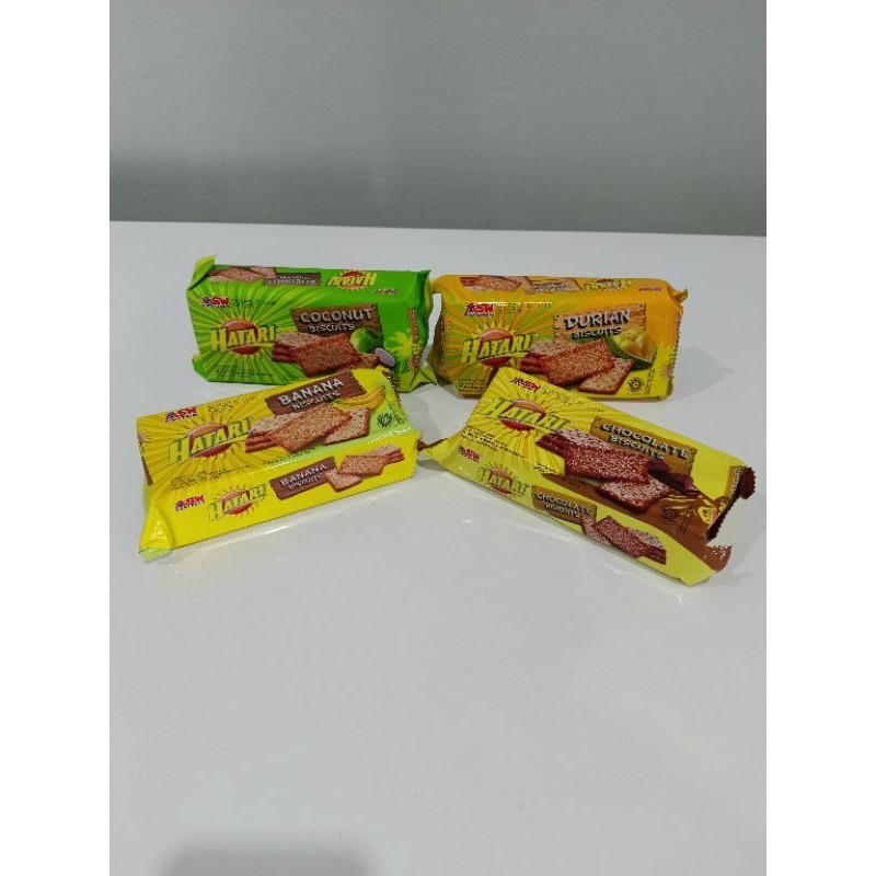 

Hatari Biskuit 90 Gr Rasa Coconut, Chocolate, Durian, Banana - ARM