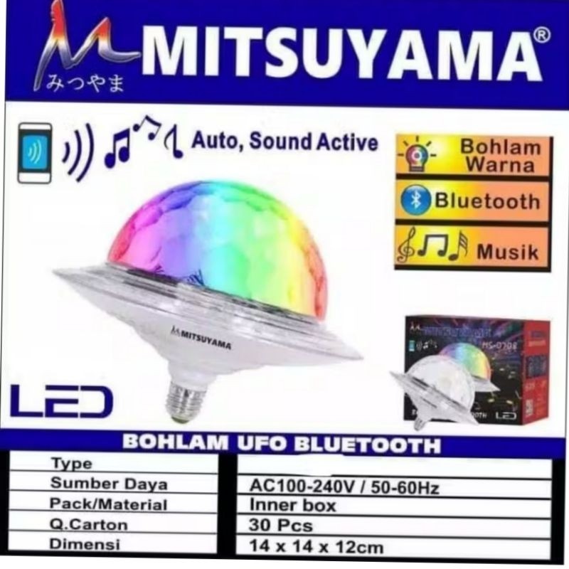 Lampu Led Speaker Bluetooth UFO Lampu Disco 6 watt Mitsuyama MS-0708
