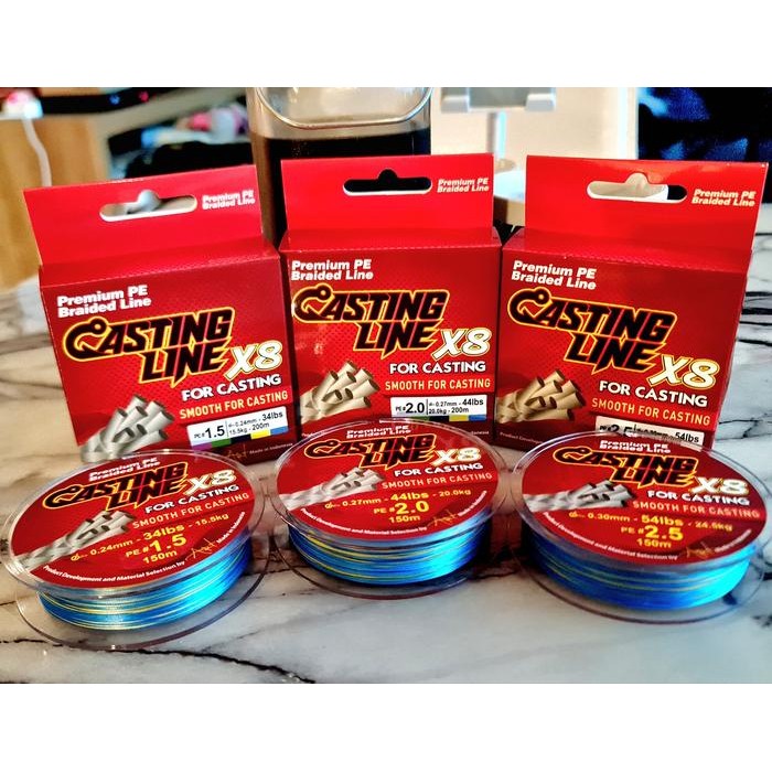 Senar PE Casting Line X8 Multicolour 150m 200 meter - 150 Meter, PE 1.5