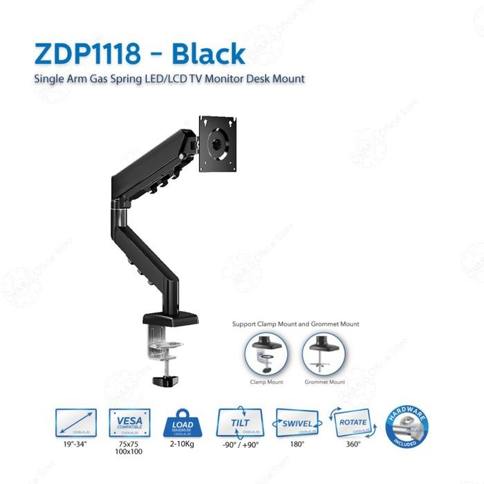 

Bracket TV Monitor LED LCD Gas Spring OXIMUS ZDP1118 1118 Tilt Swivel - Hitam